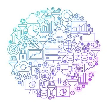 Data Filter Line Circle Design Stock Illustration