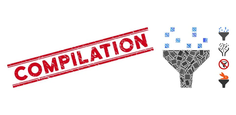 Data Filter Mosaic and Scratched Compilation Watermark with Lines Stock Illustration