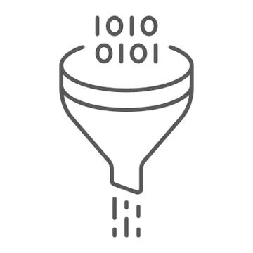 Data filter thin line icon, data and analytics Stock Illustration