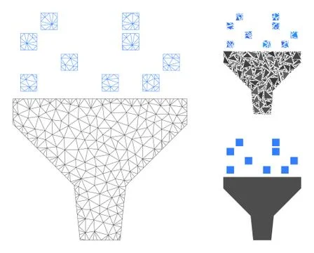 Data Filter Vector Mesh Carcass Model and Triangle Mosaic Icon イラスト素材