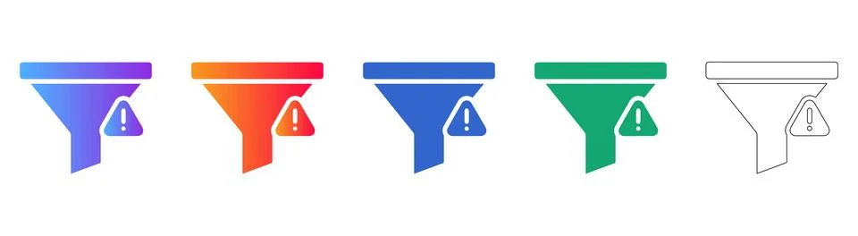 Data Filtering and Error Notification Icons Stock Illustration