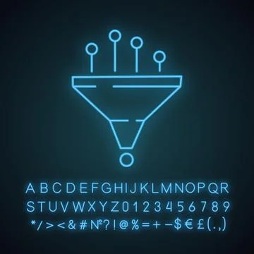 Data filtering and structuring system neon light icon イラスト素材