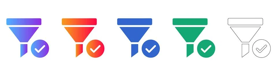 Data Filtering and Validation Icon Set Stock Illustration