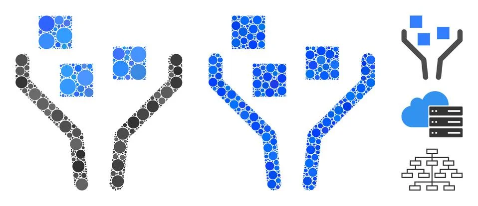 Data Filtering Composition Icon of Spheric Items Stockillustratie