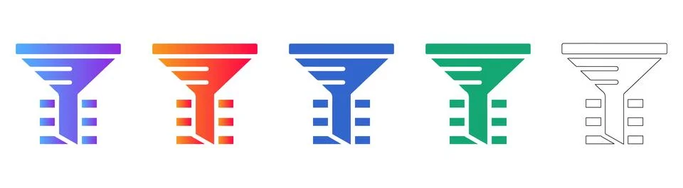 Data Filtering Funnel Icons for Modern Web Interfaces Illustrazione stock