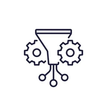 Data filtering, funnel line icon イラスト素材