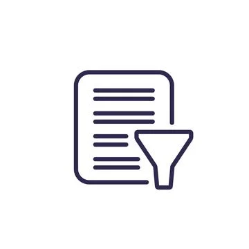 Data filtering icon, line vector Illustrazione stock