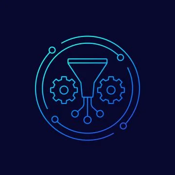 Data filtering icon, linear design Stock Illustration