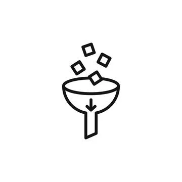 Data filtering icon outline collection in black and on white background Stock Illustration