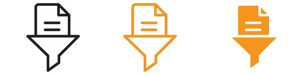 Data Filtering Icon Set Information Processing Illustrations for Technology.. Stock Illustration