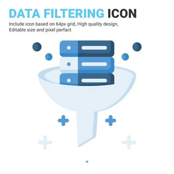 Data filtering icon vector with flat color style isolated on white background イラスト素材