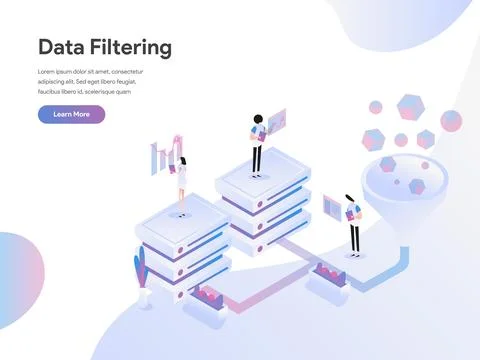 Data Filtering Isometric Illustration Concept Stock Illustration