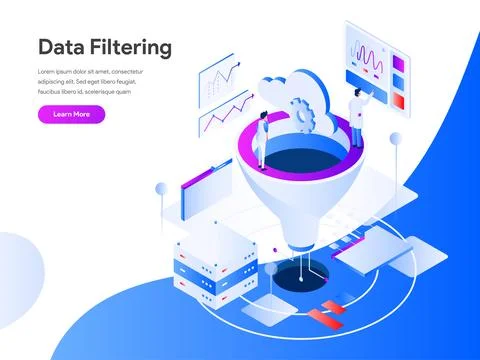 Data Filtering Isometric For Website Page Stock Illustration