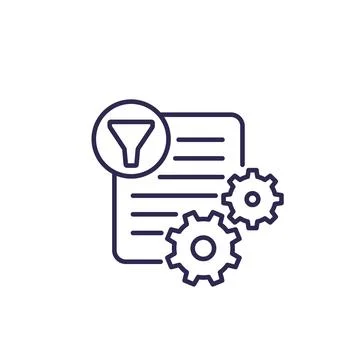 Data filtering line icon, vector Stock Illustration