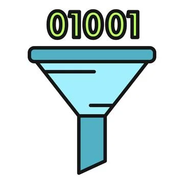 Data filtering process with binary code funnel Illustrazione stock