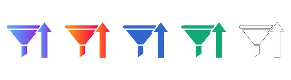 Data Filtering Process Graphics Set 스톡 일러스트