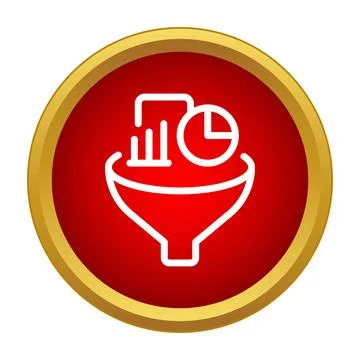 Data filtering process icon with funnel and charts Illustrazione stock