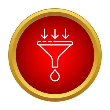 Data filtering process icon with funnel and arrows Stock Illustration