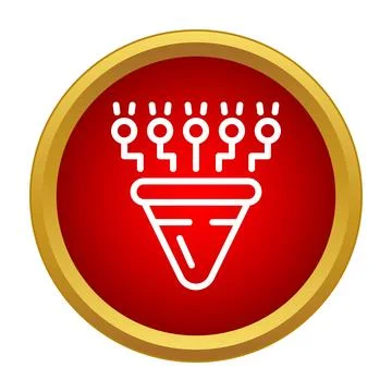 Data filtering process icon in red circle 库存插图