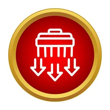 Data filtering process icon in red circle Stock Illustration