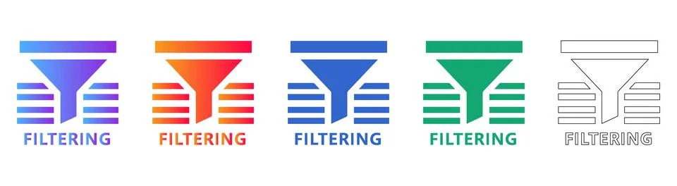 Data Filtering Process Icon Set イラスト素材