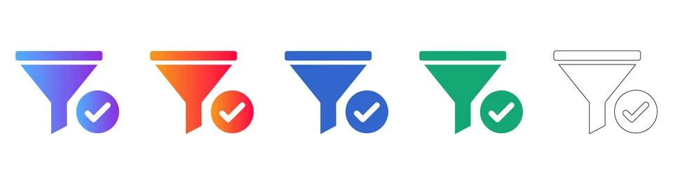 Data Filtering Process Icons in Gradient Styles Illustrazione stock