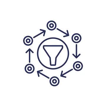 Data filtering process line icon イラスト素材