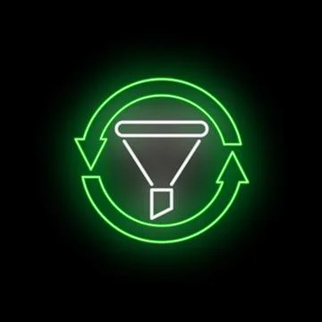Data filtering process neon icon with circular arrows Stock Illustration