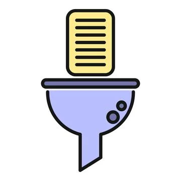 Data filtering process passing information through a funnel 스톡 일러스트