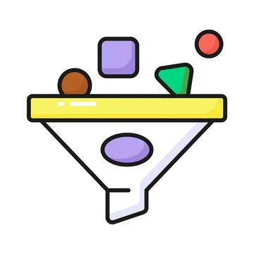 Data filtering vector design in trendy style, concept icon of data extraction Stock Illustration