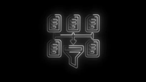 Data filtration process with neon glow effect data transformation with whit.. Stock Footage 312309377