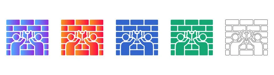 Data firewall protection concept icon set Stock Illustration