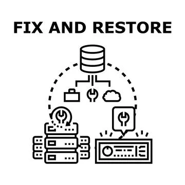 Data fixing and restoring concept for digital services Illustrazione stock