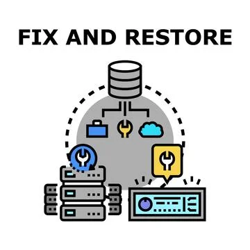 Data fixing and restoring concept for digital services Stock Illustration