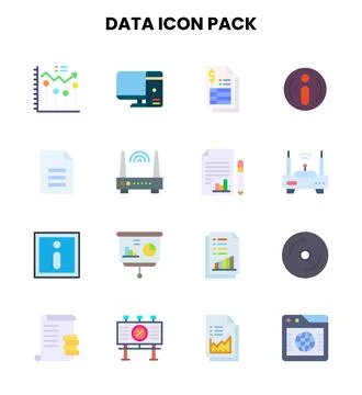Data Flat Bundle Icons Pack Stock-Illustration