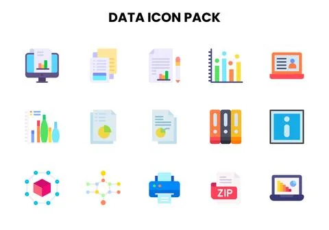 Data Flat Graphics Icons Pack 库存插图