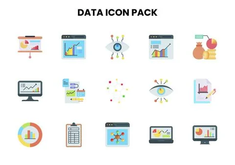 Data Flat Graphics Icons Pack 库存插图