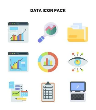 Data Flat Icons Pack Stock Illustration