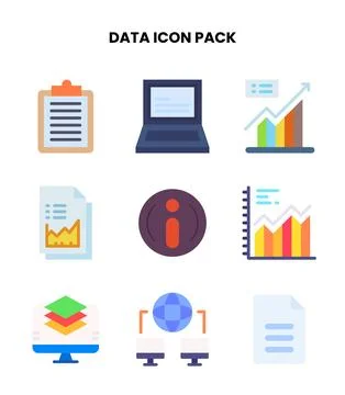 Data Flat Scalable Icons Pack Stock Illustration