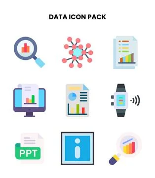 Data Flat Scalable Icons Pack Stock Illustration