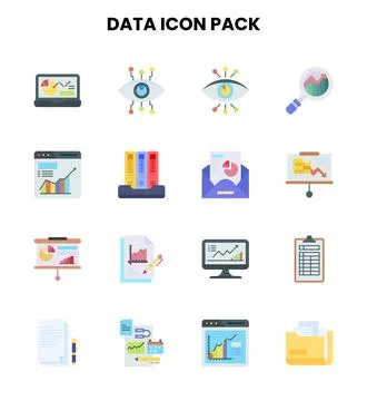 Data Flat Scalable Icons Pack Stock Illustration