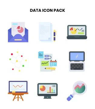 Data Flat Set Icons Pack Stock Illustration
