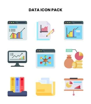 Data Flat SVG Icons Pack 스톡 일러스트