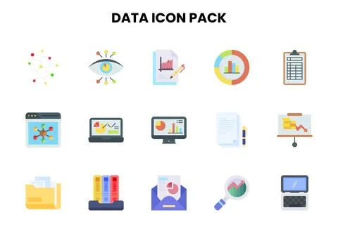 Data Flat Vector Icons Pack 스톡 일러스트