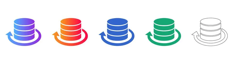 Data Flow and Database Update Icons Ilustração Stock