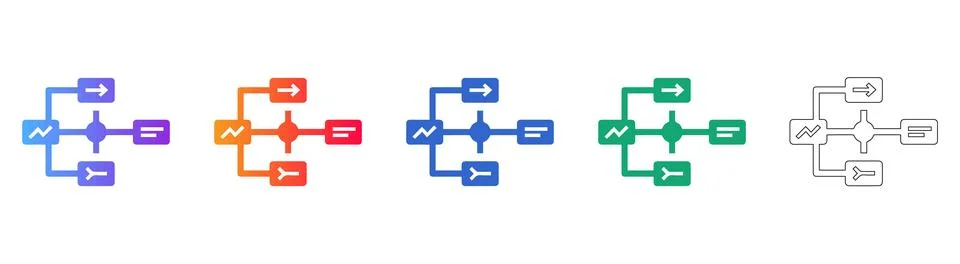 Data Flow and Logic Process Routing Icons Stock Illustration