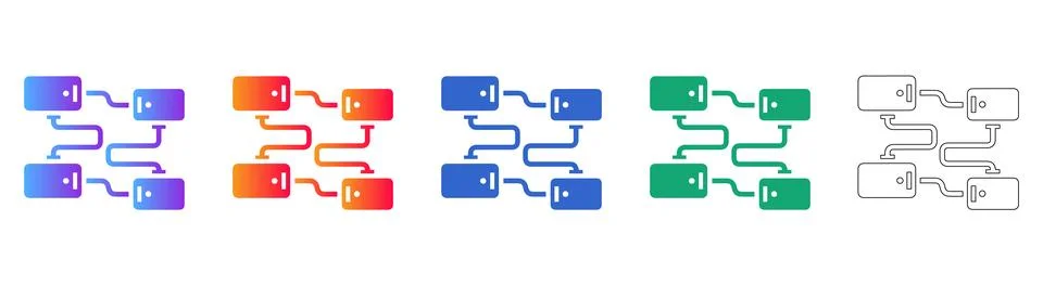 Data Flow and Network Mapping Icons イラスト素材