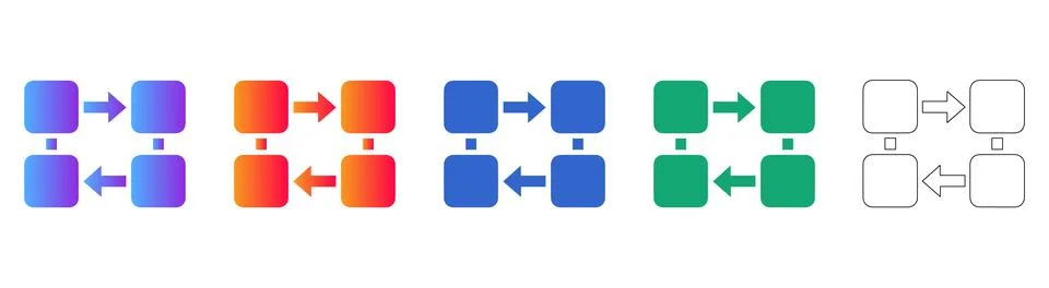 Data Flow and Workflow Process Icons Illustrazione stock