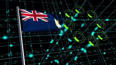 Data flow with  Anguilla flag Stock Footage 276312166