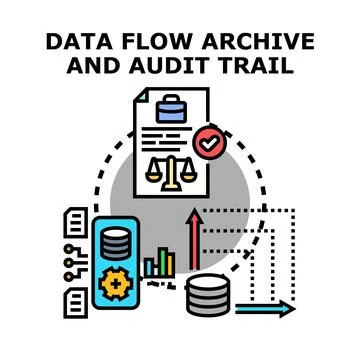 Data flow archiving and audit trail management concept Stock Illustration